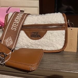 Steve Madden Chestnut Multi Bnellie Sherpa Cross Body Bag with Coin Purse NWT